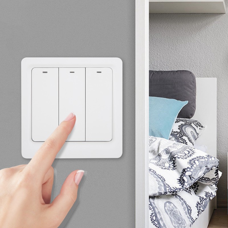 Wall Smart Light Switch Push Button Zero Fire 3 Gang