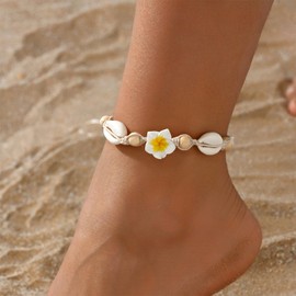 Flower Anklet for Women Boho Shell Ankle Bracelet for Girls Foot Chain Beach Anklet