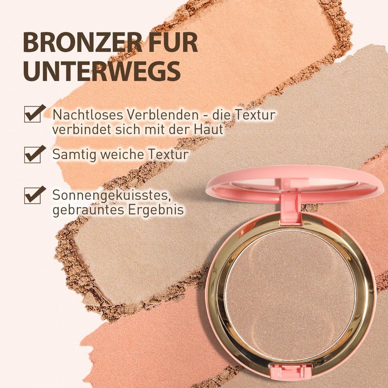 Bronzer Powder, Creamy & Highly Pigmented Formula, Long Wearing Bronzing