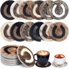 Hushee 12 Pcs Cowhide Coasters Round Natural Leather Cowhide Drink