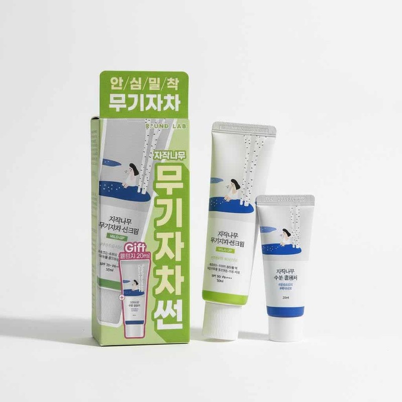 Round Wrap Birch Inorganic Sun Cream 50ml + Moisture Cleanser