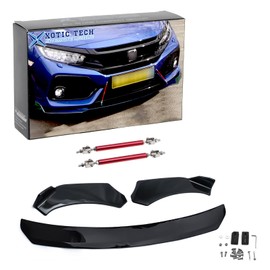 Xotic Tech Universal Front Bumper Lip Chin Spoiler Splitter Diffuser Guard Wing Protector Trim Car Body Kit with Adjustable 8"-11" Support Splitter Rod-Red