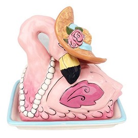 Blue Sky Ceramic Flamingo Butter Dish, Multicolor