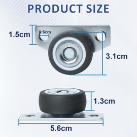 Pack of 4 Ball Castors for Furniture, Furniture Castors, Small Fixed Castors, Universal Quiet Castors for Furniture with Screws for Floor Drawers, Tool Boxes, Furniture, Table, Cabinet, Kitchen