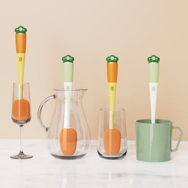 Carrot-Shaped Multi-Purpose Bottle & Tumbler Cleaning Brush Water Bottle Cleaning Brush Orange 3ea