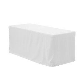 YOUR CHAIR COVERS - 4 FT X 24 Inches Fitted Polyester Tablecloth Rectangular White, Premium Wedding Table Cover