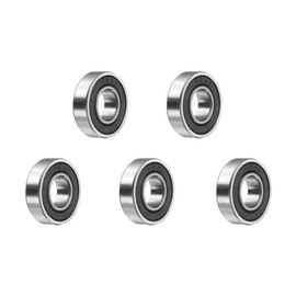 uxcell 5pcs R8-2RS Deep Groove Ball Bearings 1/2" ID x 1-1/8" OD x 5/16" Height P5 Miniature Bearings Double Metal Shielded Chrome Steel Z3 Bearing for Engineering Machinery, Black