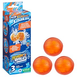 Nerf Super Soaker Hydro Balls 3-Pack, Reusable Water Balloons, Water-Filled Balls Burst on Impact, Fast Refill, Outdoor Toy for Kids Ages 6 & Up