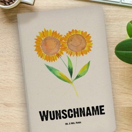 Mr. & Mrs. Panda DIN A4 Personalisiertes Notizbuch Blume Sonnenblume - Personalisierte Geschenke, zusammen, Vertrauen, Notizbuch mit Namen, Blumen,