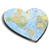 1x Heart MDF Magnet 6cm - World Map Globe Earth