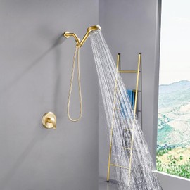 Shower Faucet Set with 7 Functions Handheld Shower Head Filter Shower Combo Set Shower System Shower Trim Kit Brushed Gold