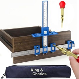 King&Charles - Plantilla de herrajes de gabinete, plantilla de manija de gabinete con punzón central automático, evita las vibraciones ca...