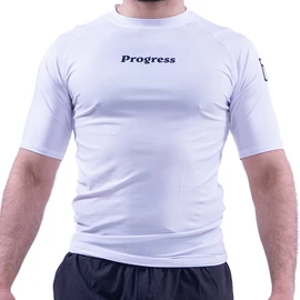 Progress Jiu Jitsu Academy Short SleeveRashguard | Flexible and Durable BJJ Rash Guard | Moisture-Wicking Compression Tops for Men and Women | 80% Polyester/20% Spandex White XXL