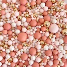 Peach blush pink rose gold white sprinkles for cakes cupcake edible metallic pearls sprinkle mix blend pastel topper decoration wedding hen engagement topper BLUSHING