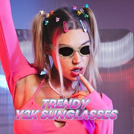 Cyxus Y2K Sunglasses, Women's, Men's, Futuristic Frame, UV Protection, UV Protection, Small Face Effect, For Fishing, Driving, Climbing, Traveling, Sports, Stylish, 10 Black Lenses & Clear Frames