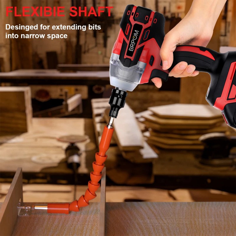 BRPOM 21V Cordless Electric Impact Wrench Gun 1/2'' with 2x