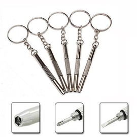 5Pcs Portable Hand Tools Mini 3 in 1 Eyeglass Screwdriver Sunglass Watch Repair Kit with Keychain