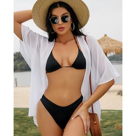 Gosunny Women's Summer Tops Beach Kimono Boho Bikini Cover Up Oversized Floral Print Cardigan, White