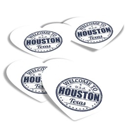 Vinyl Heart Stickers (Set of 4) - Welcome to Houston Texas USA Travel Fun Decals for Laptops,Tablets,Luggage,Scrap Booking,Fridges #5222
