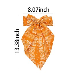 Bandana Hair Bow Large Bow Silky Satin Hair French Barrette Clip for Women Ribbon Hair Bows Paisley Hair Clips Hair Bow Accessories for Women Long Ribbon Bow Hair Clips French Barrette Hair Bows