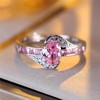 925 Sterling Silver Plated Pink Diamond Engagement Statement Rings for
