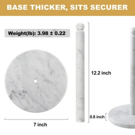 Koville Italian Marble Paper Towel Holder Countertop, Carrara Stone Paper Towel Holder Stand for Kitchen Storage, for Standard or Jumbo-Sized Rolls(Bianco Carrara)