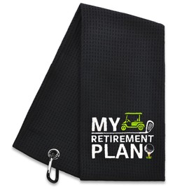 Hafhue My Retirement Plan Embroidered Golf Towel, Golf Accessories for Men Women, Golf Gift for Men Women, Retirement Gift for Dad Grandpa Golf Lover Golf Fan