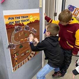 Train Party Games Supplies, Pin The Choo Choo on The Track Funny Game for Chugga Chugga Two Two Train Birthday Party Decorations Supplies