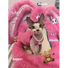 Daovace Pearl Dog Collar Heart Shape Rhinestone Necklaces Pet Jewelry for Cats Small Dogs Puppy Collar Accessories (Violet, Small)