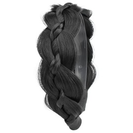 BOBIYA Braided Hair Headband with Tooth Braid Hair Headband with Teeth Wide Braided Hair Headband (Black, Free Size)