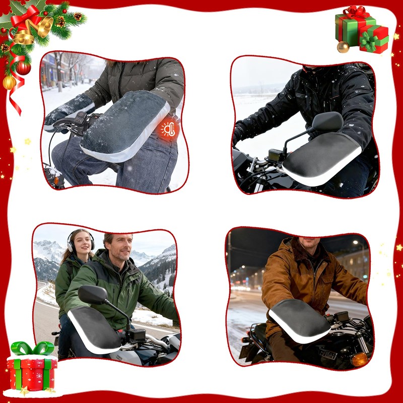 YUCHONG Motorcycle Steering Wheel Cover, Waterproof, Cold Protection, Windproof, Fleece-Lined,