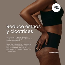 LET'S COCO | Exfoliante Corporal Anti estrías y cicatrices. Let’s Coco Smooth - Exfoliante de Café, Para Uso en Todo el Cuerpo - Contenido Neto 200 Gr – 7 Oz