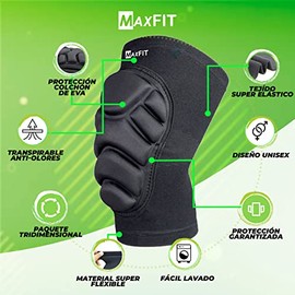 MAXFIT PAR rodilleras, rodillera deportiva, elástica, transpirable, antideslizantes, ideales rodilleras Gym, basquetbol, voleibol, crossfit,...       