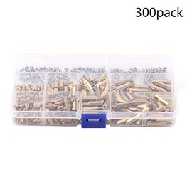 ARCELI M3 真鍮 六角柱 スタンドオフ スペーサー スクリューナット 詰め合わせキット ボックス付き 300個