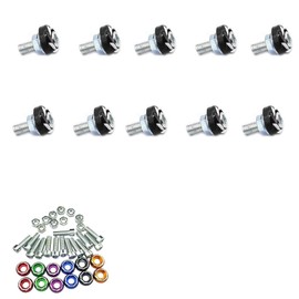 QEZEZA 10pcs Color Screws M6 Cap Bike Reinstall Screws Parts Aluminum Alloy Motorcycle Engraving Motorcycle License Plate Bolts Modification Parts Light Weight(Black)