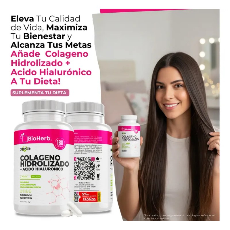 BioHerb | Colágeno Hidrolizado + Ácido Hialurónico de Alta Concentración