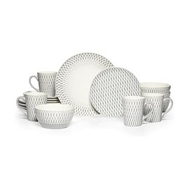 Gourmet Basics by Mikasa Aurora 16 Piece Dinnerware Set (Service For 4), Gray
