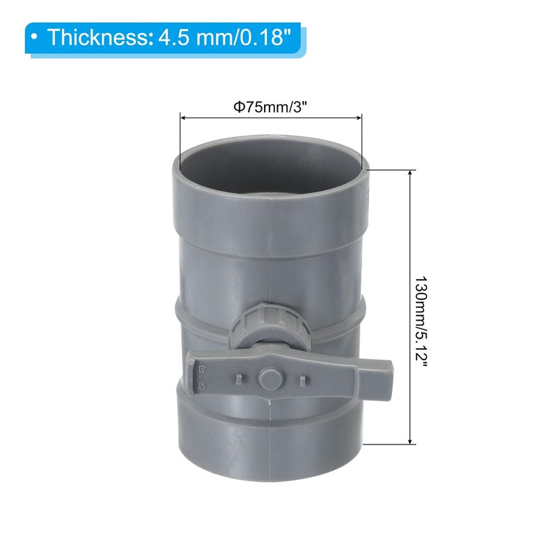 PATIKIL 3" HVAC Duct Manual Volume Damper, PP Adjustment Flame