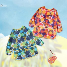 SULIUDAJI 1 Piece Painting Apron Children Painting Coat 5-7 Years Boy Craft Apron Children with Sleeves and 3 Pockets Painting Apron Children Fabric Cooking Food Laboratory Activity (M Size)