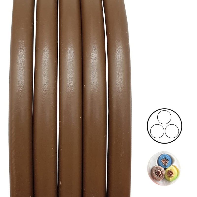 5 m Brown H03VV-F 3 x 0.75 mm² PVC Insulated