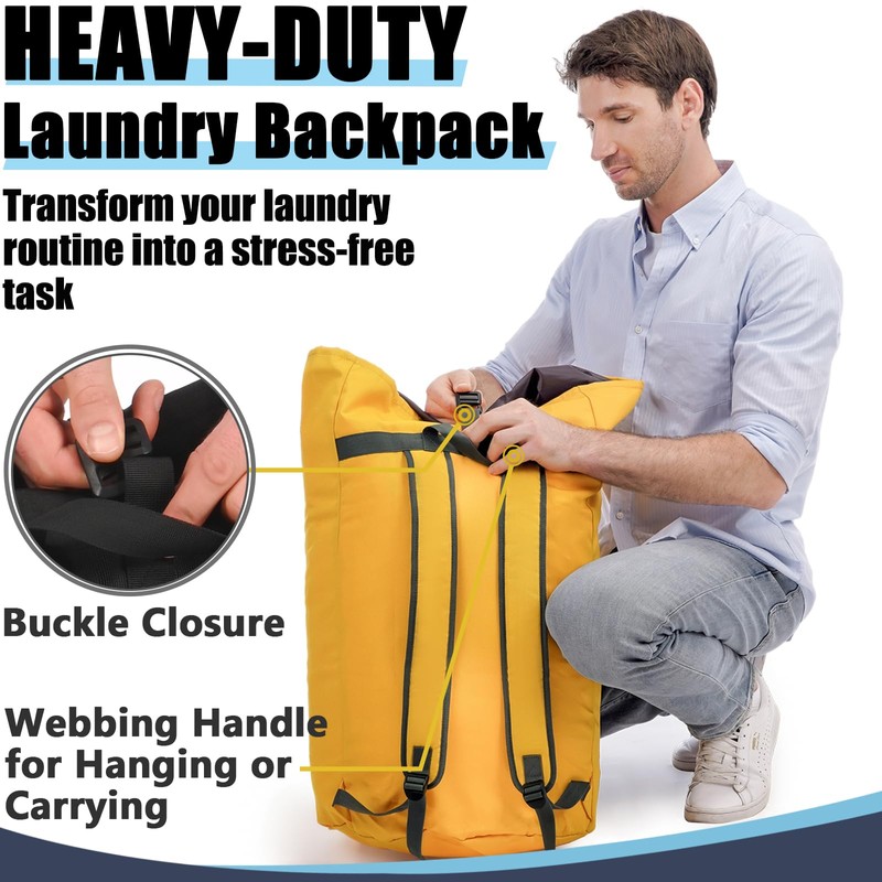 Laundry Bag Extra Large Heavy Duty, College Laundry Backpack with