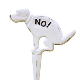 White Cast Iron No Fouling Dog Poo Sign Garden Lawn Ground Spike Metal Warning Plaque