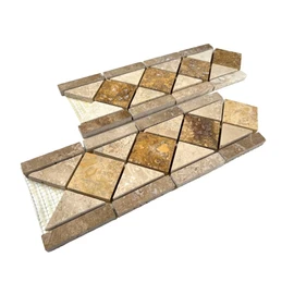 Tenedos 4x12 Noce Chiaro Travertine Tumbled Wall Tile – Arrow Listello Border Accent Strip for Shower, Kitchen Backsplash, Bathroom (5 Pcs/Case)