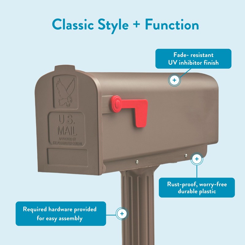 Architectural Mailboxes Newbury™ Rust-Proof Plastic Post Mounted Mail Box for