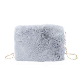 Syrads Women's Soft Plush Clutch Handbag with Chain, gray, Fashionable