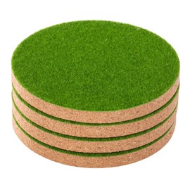 Lawn Drink Coasters Set of 4, Decor Turf Football Coasters Sports Fan Golf Soccer Baseball Botanical Green Cork Coaster Absorbent Coasters Mother (Grass Green)