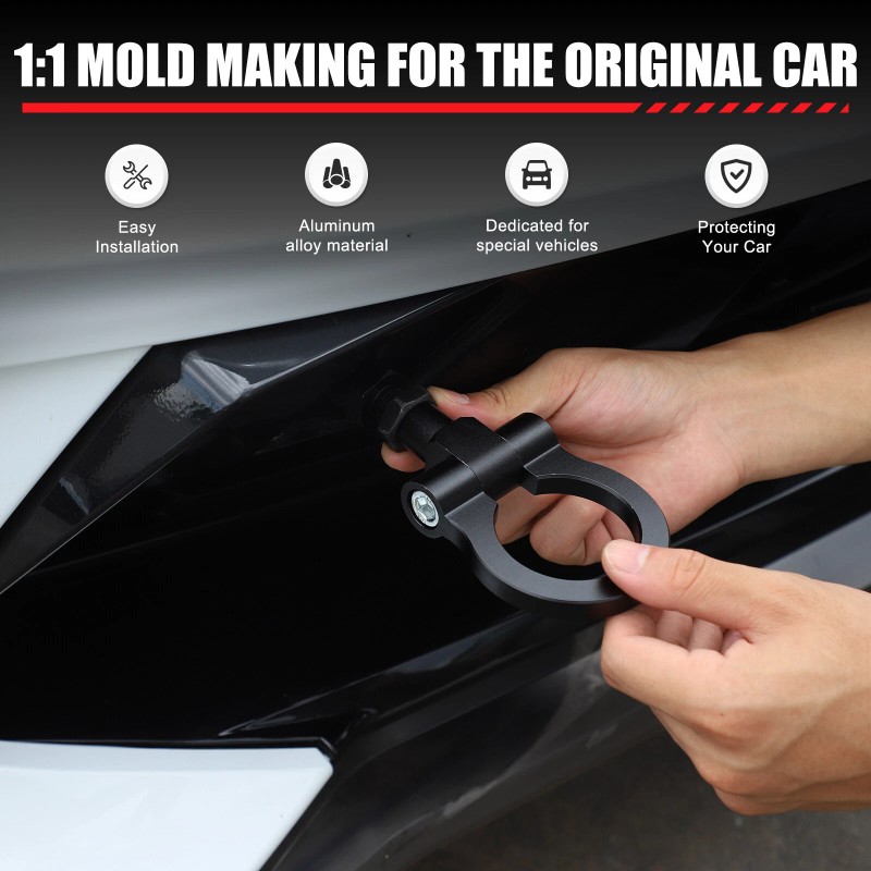 carpart2021 Black Alloy Track Racing Aluminum Tow Hook Ring For