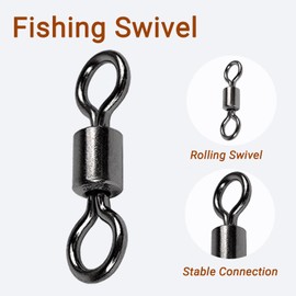 AMSYPORTS High Strength Fishing Swivel Connector Saltwater Freshwater Barrel Swivels Rolling Heavy Duty Swivels Fishing Copper Black Nickel, 100pcs, 9lbs