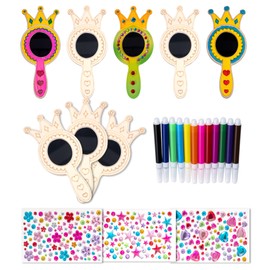 SUVEK Children's Birthday Crafts for Children, DIY Wooden Craft Set, Birthday Decoration, Craft Crafts with 12 Watercolour Pencils, Girls Painting from 5 6 7 8 9 (Crown)