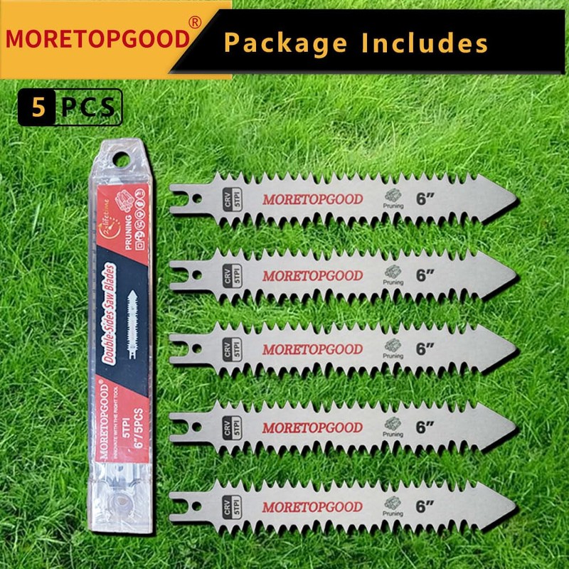 MORETOPGOOD Double-Sided Reciprocating Saw Blade,6 Inch Wood Pruning Japanese Teeth